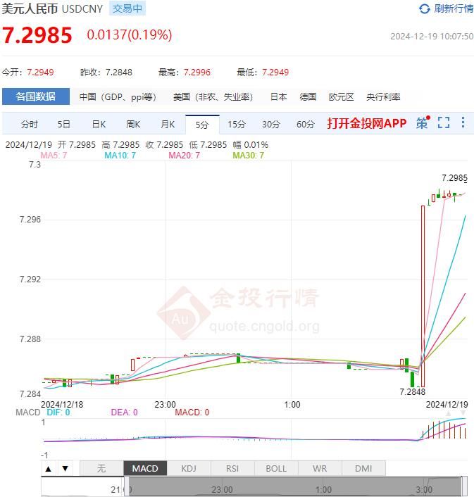 12月19日人民币对美元中间价报7.1911 较前一交易日下调31个基点(2024年12月19日)